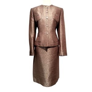 Copper Shimmer Blazer and Skirt, 2 pc Suit by Le Suit - Size 10
